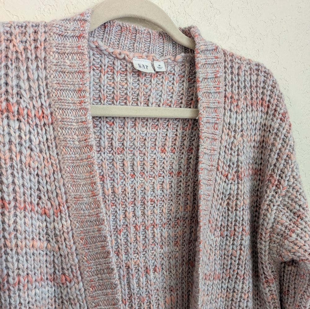 GAP Women's Pink and Gray Knit Cardigan